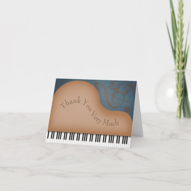 Brown Grand Piano Cute Music Keyboard Custom Thank You Card (Front)