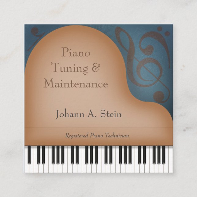 Brown Grand Piano Memorable Music Industry Square Business Card (Front)
