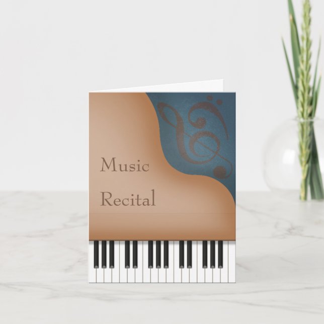 Brown Grand Piano Personalised Music Recital Invitation (Front)