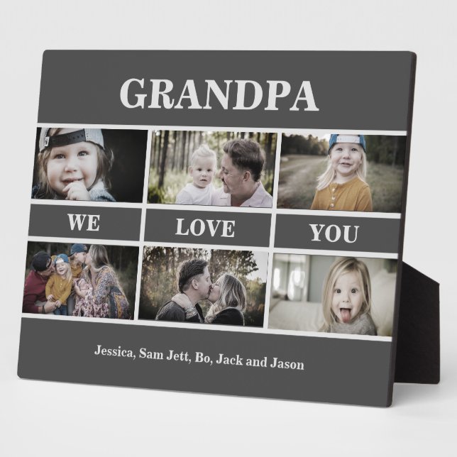 Brown Grandpa We love You Photo Collage Plaque (Side)