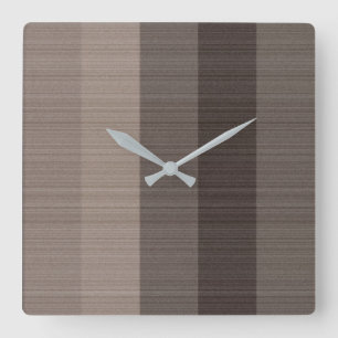 Brown Gray Stripes Square Wall Clock