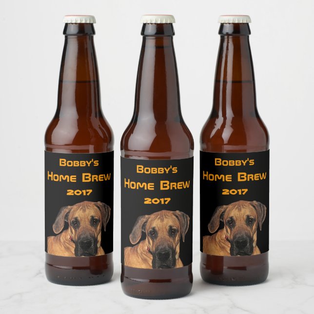 Brown Great Dane Dog Beer Label (Bottles)