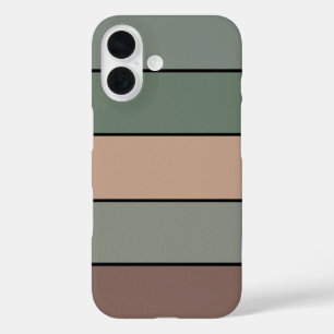 Brown Green And Black Stripes On Watercolor Paper iPhone 16 Case