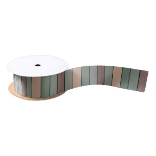 Brown Green And Black Stripes On Watercolor Paper Satin Ribbon