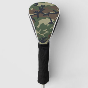 Brown green camouflage golf head cover
