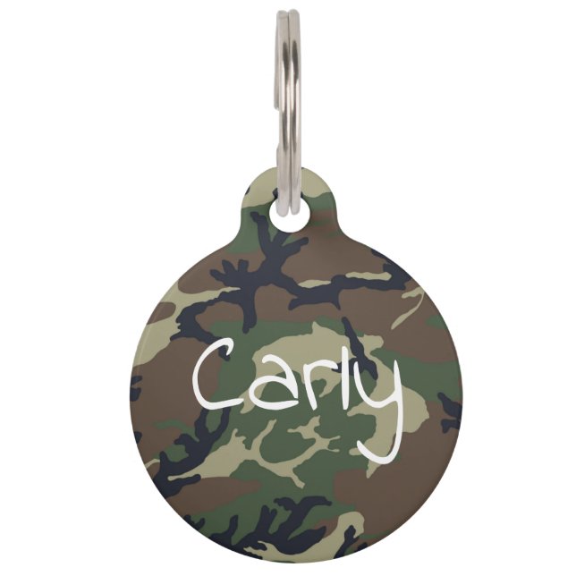 Brown green camouflage pet tag (Front)