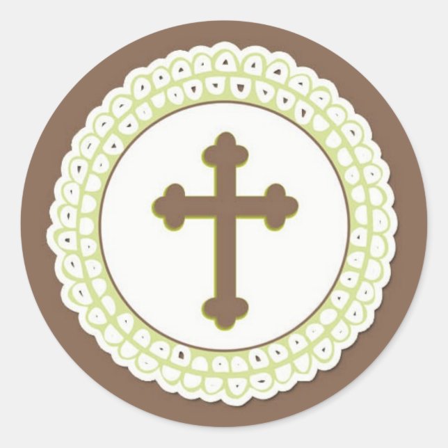 Brown Green Holy Cross Sticker (Front)