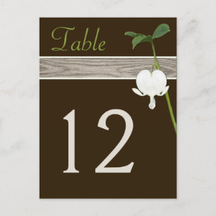 Brown, Green, Ivory Bleeding Heart Table Number Postcard