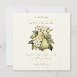Brown & Green Pear Squared Save the Date Cards