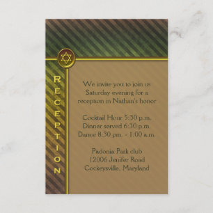 Brown, Green Striped Bar Mitzvah Enclosure Card