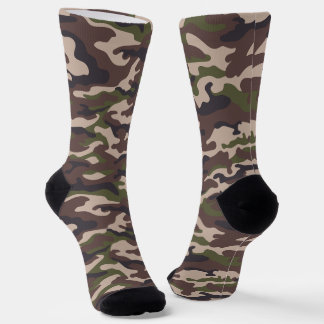 Brown, Green, Tan Camouflage Style  Socks