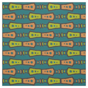 Brown Green Teal Black Tribal Pattern Fabric