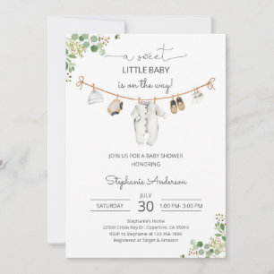 Brown Greenery Baby Shower Invitation
