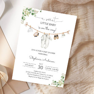 Brown Greenery Baby Shower Invitation