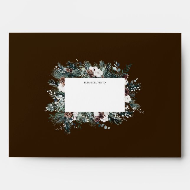 Brown Greenery Vintage Christmas Mailing Envelope (Front)