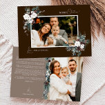 Brown Greenery Vintage Christmas Two Picture Holiday Card<br><div class="desc">Welcome to our enchanting Brown Greenery Vintage Christmas Two Picture Holiday Card design, where vintage charm meets modern elegance. This design features intricate watercolor greenery and subtly elegant calligraphy with simple typography, capturing the essence of traditional cosiness and rustic cottage core. With a touch of retro flair and a dash...</div>