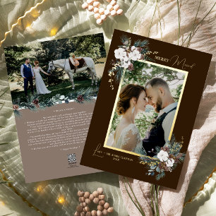 Brown Greenery Vintage Merry Married Portrait