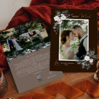 Brown Greenery Vintage Merry Married Portrait