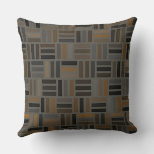 Brown, Grey and Yellow Geometric Cushion