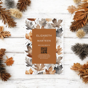 Brown Grey Autumn Leaves Wedding Invitation