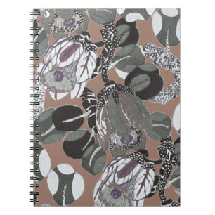Brown grey floral pattern notebook