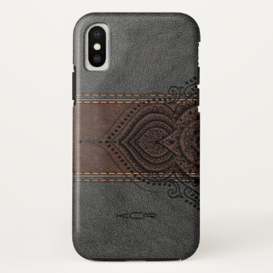 Brown & Grey Leather With Black Lace Accent Case-Mate iPhone Case