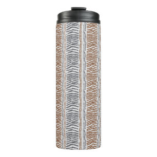 Brown Grey Modern Stripe Thermal Tumbler