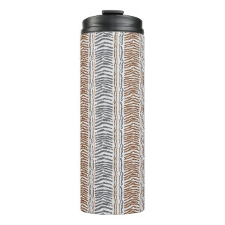 Brown Grey Modern Stripe Thermal Tumbler