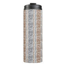 Brown Grey Modern Stripe Thermal Tumbler