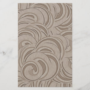 Brown Grey Swirls Pattern Stationery