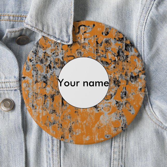 Brown grey texture 6 cm round badge (In Situ)