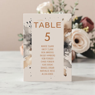Brown Grey Watercolor Autumn Wedding Seating Chart Invitation