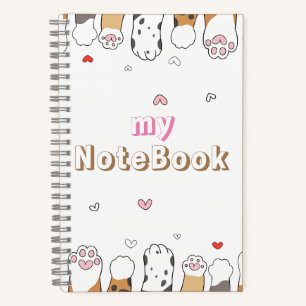 Brown Grey White Cute Cats Paws 5.5" x 8.5" Notebook