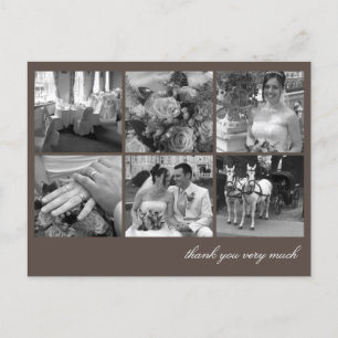 Brown grid collage 6 photos memories thank you postcard