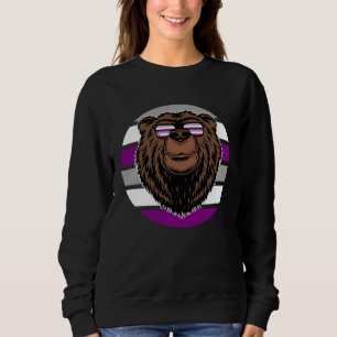 Brown Grizzly Bear Asexual Pride Flag Nature Adven Sweatshirt