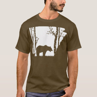 Brown Grizzly Bear Hunting - Arkansas map Hunter T-Shirt