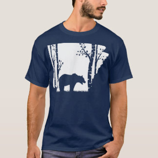 Brown Grizzly Bear Hunting - Arkansas map Hunter  T-Shirt
