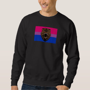 Brown Grizzly Bear Love Bisexual Pride Flag Wild F Sweatshirt