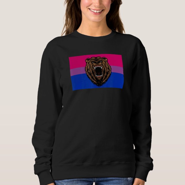 Brown Grizzly Bear Love Bisexual Pride Flag Wild F Sweatshirt (Front)