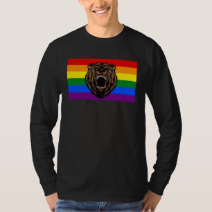 Brown Grizzly Bear Love Gay Pride Flag Wild Forest T-Shirt