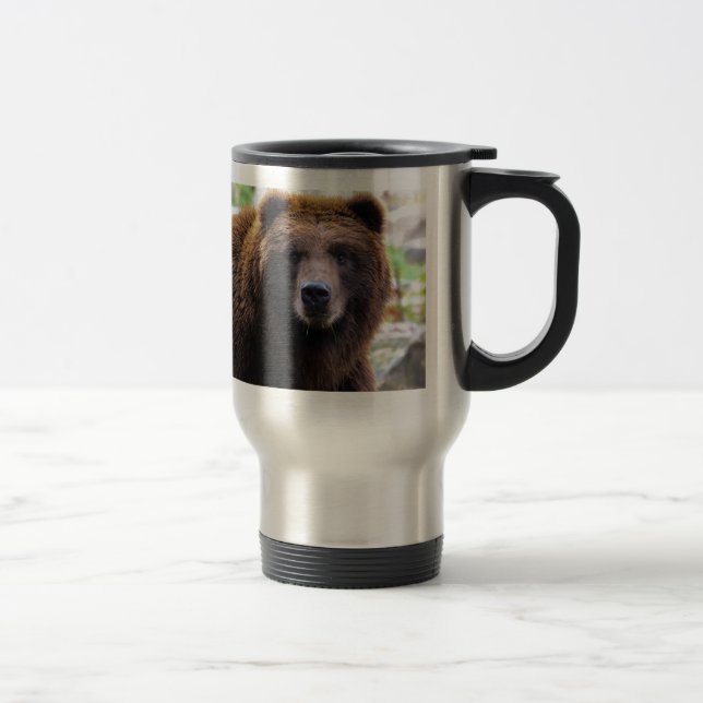 Brown Grizzly Bear Travel Mug (Right)