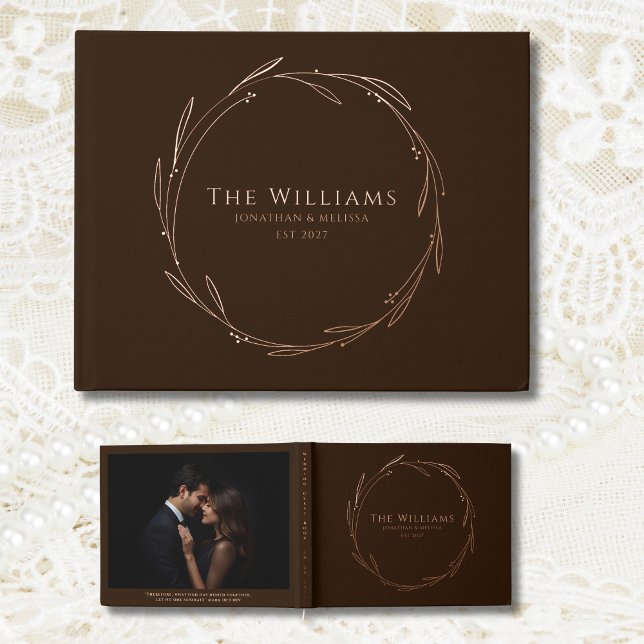 Brown Guest Book Wreath Foil Guestbook Bible Quote (Creator Uploaded)