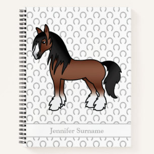 Brown Gypsy Vanner Clydesdale Horse & Text Notebook