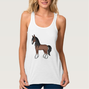 Brown Gypsy Vanner Clydesdale Shire Cartoon Horse Singlet
