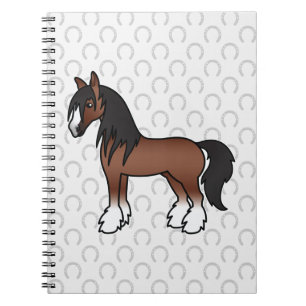 Brown Gypsy Vanner / Shire / Clydesdale Horse Spiral Notebook
