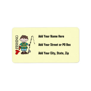 Brown Hair Boy I Love Fishing Label