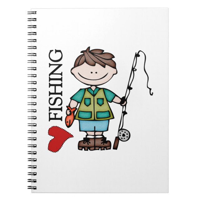 Brown Hair Boy I Love Fishing Notebook (Front)