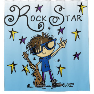 Brown Hair Boy Rock Star Music Shower Curtain