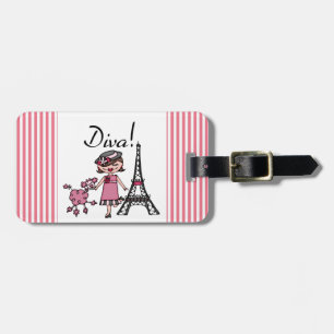 Brown Hair Diva Luggage Tag