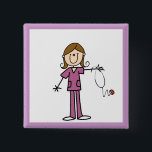 Brown Hair Female Stick Figure Nurse 15 Cm Square Badge<br><div class="desc">T-shirts,  hoodies,  magnets,  mugs,  cards,  stickers,  tote bags,  keychains,  buttons,  and more with a brown haired female stick figure nurse with a stethoscope,  great for RNs,  LPNs,  ER nurses,  paediatrics nurses,  OB nurses,  and future nurses! Easy to personalise before ordering!</div>
